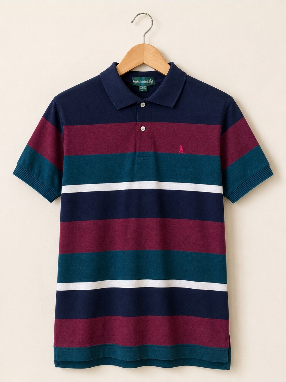 Vintage 90s Knights of the Round Table Preppy Striped Polo Shirt Men’s Medium